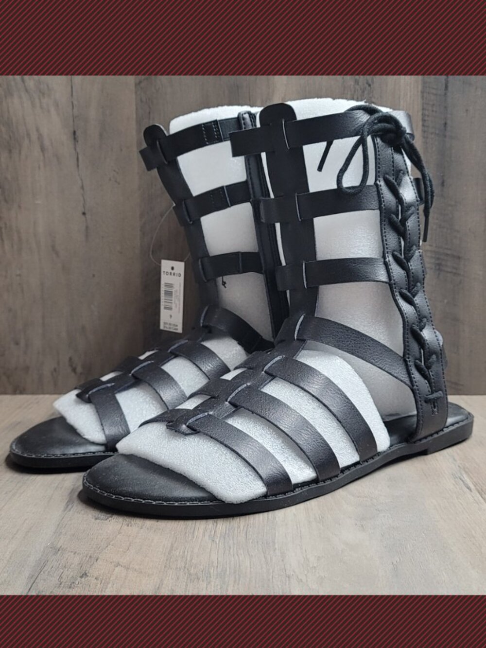 NWT Torrid Black Caged Lace Up Gladiator Sandal 9 9WW - Picture 5 of 6